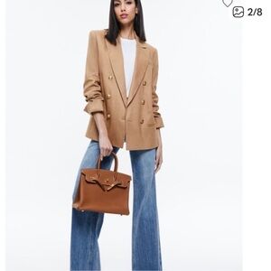Alice + Olivia Tan Blazer with Gold Accents